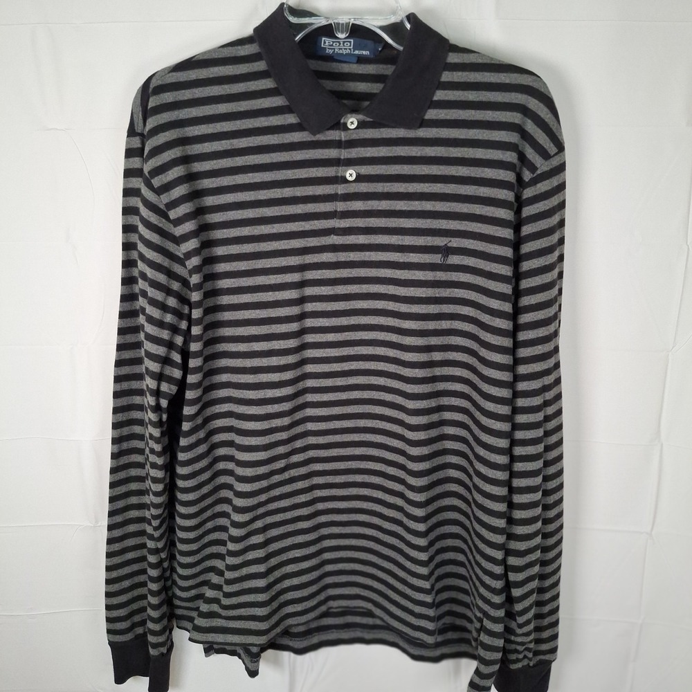 Polo by Ralph Lauren Men's Long Sleeve Striped Polo - Black & Gray